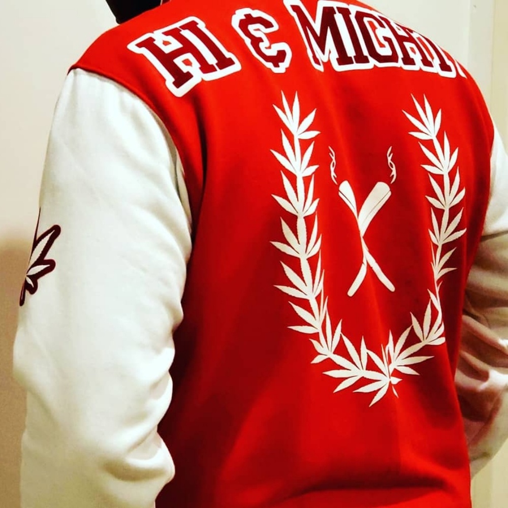Hi and Mighti Olympic Smoke Varsity Jacket...